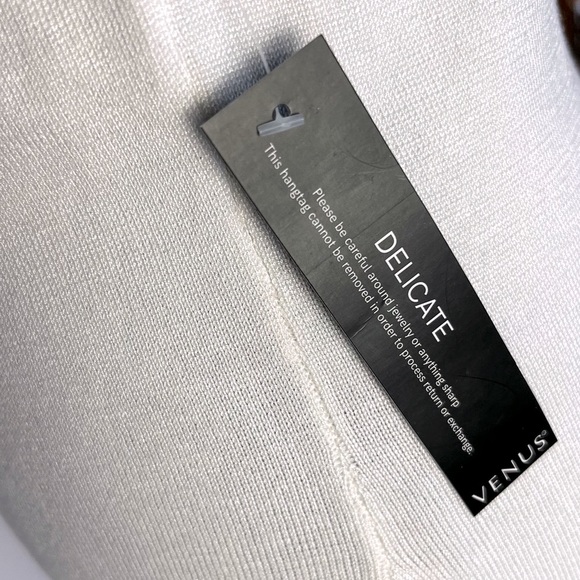 White Sweater Dress Black Lace Rhinestone Details Venus Size M - Picture 10 of 11